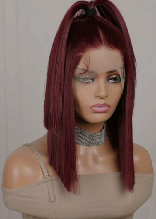 Burgundy Lace Front Wig - Human blend