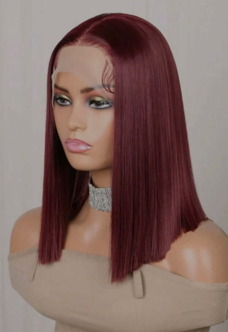 Burgundy Lace Front Wig - Human blend